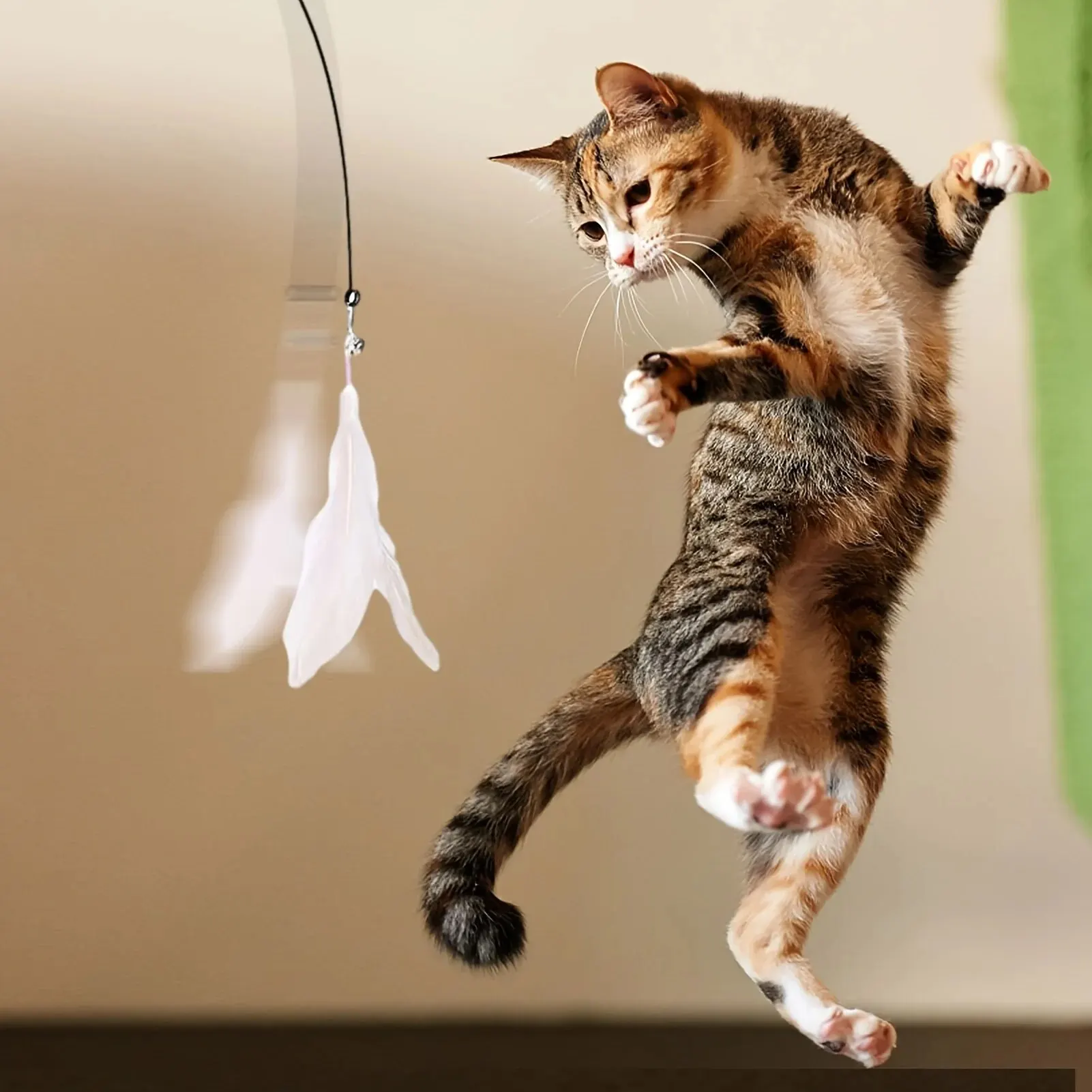 suction cup cat teaser toy with bell & feather wand suction cup cat teaser toy with bell & feather wand