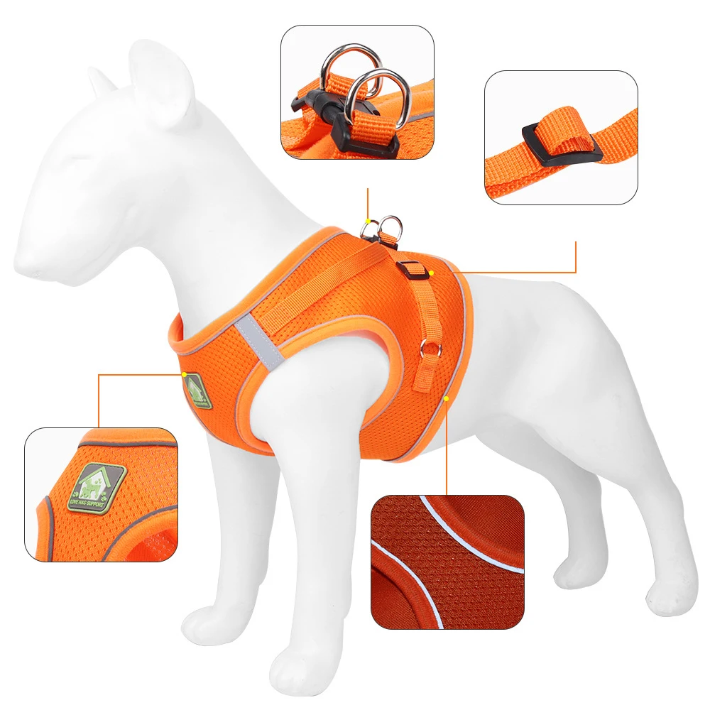 reflective breathable dog harness vest for small & medium dogs reflective breathable dog harness vest for small & medium dogs