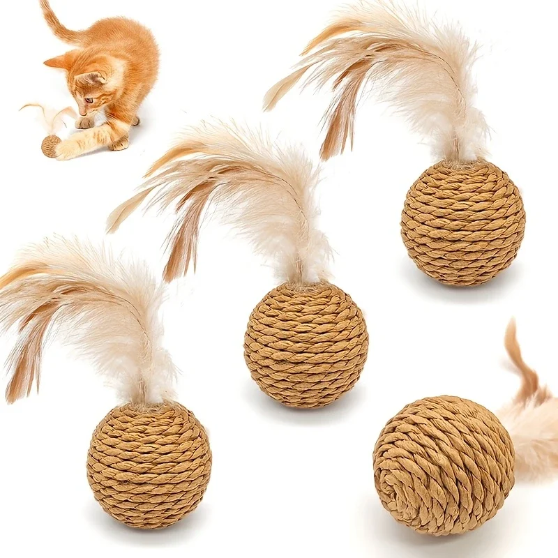 interactive rattan ball & feather wand cat toy with bell interactive rattan ball & feather wand cat toy with bell